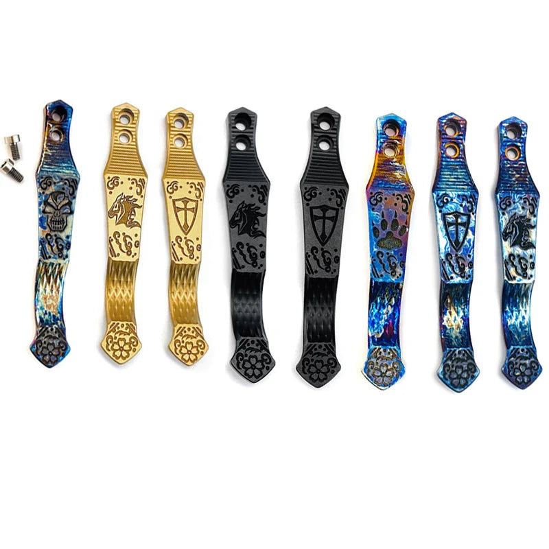 8 Types CNC Knife Titanium Pocket Clip With Screws for Rick Hinderer XM18 XM24 Knives Punisher Cross Horse Head  Claw Pattern