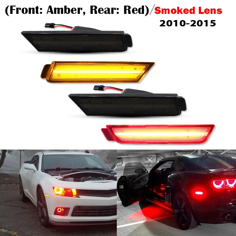 iJDM Amber/Red Front/Rear bumper Full LED Side Marker Light Kit For Chevy Camaro,Replace OEM Turn SignalLights/Driving Lights