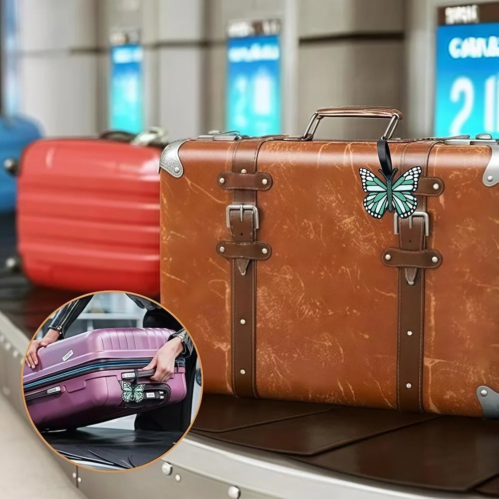 Butterfly-shaped luggage tag with strap, durable luggage, suitable for travel, easy to find your travel luggage.xtz