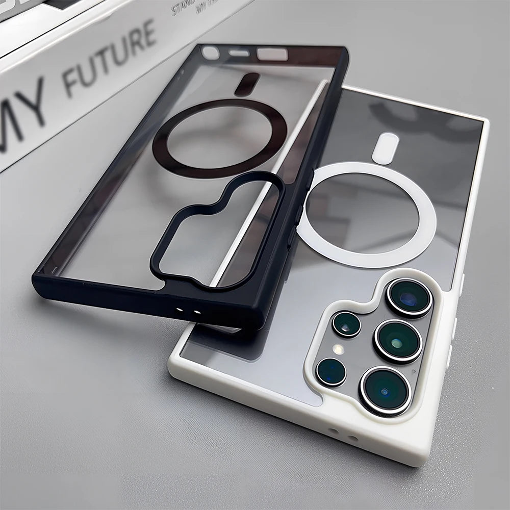 Transparent Magnetic Phone Case For Samsung A57 A54 A56 A36 A55 A35 A26 A25 A16 A06 S26 Ultra S25 S24 S23 FE S22 Plus Hard Cover