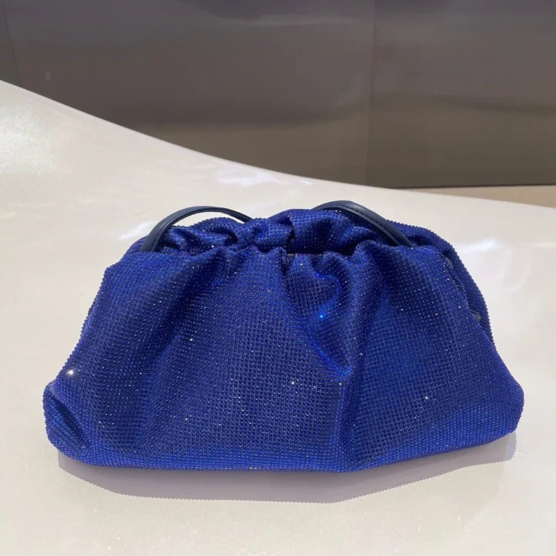 Luxury Designer Glitter Rhinestone Diamond Cloud Bag Evening Bag Wedding Party Clutch Purse Women Handbag Shoulder Messenger Bag