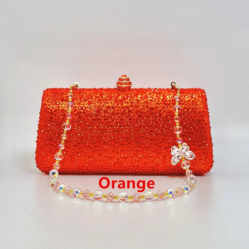 Luxury Ladies Clutch Evening Bag Crystal Rhinestone Butterfly Bag Chain Wedding Party Golden Wallet Christmas Gift Shiny Handbag