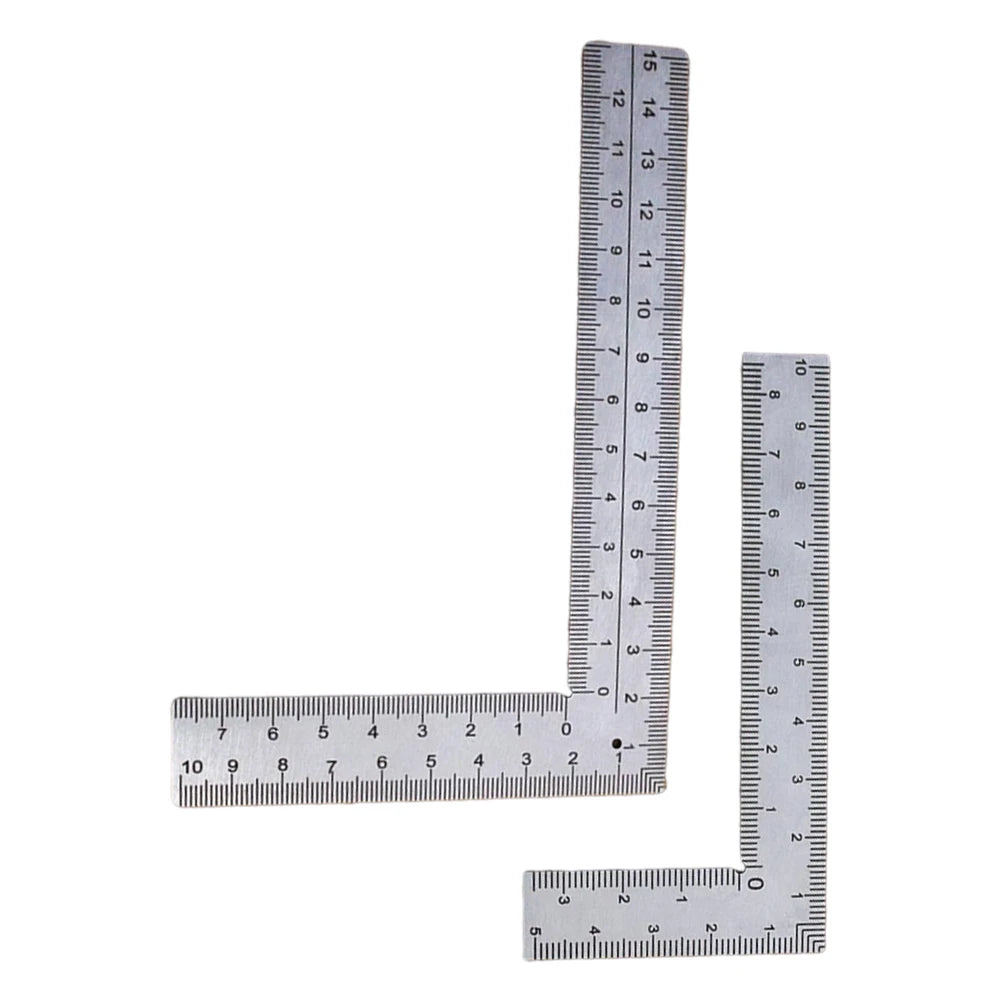 2Pcs Measuring Layout Tool Stainless Steel Square 90 Turning Ruler Precision Building Framing Gauges Mini L-Shaped Ruler