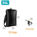 Travel Vacuum Compression Bags IP67 Waterproof PU Nylon Clothes Organizer USB Electric Pump 34L Space Saver Green Black