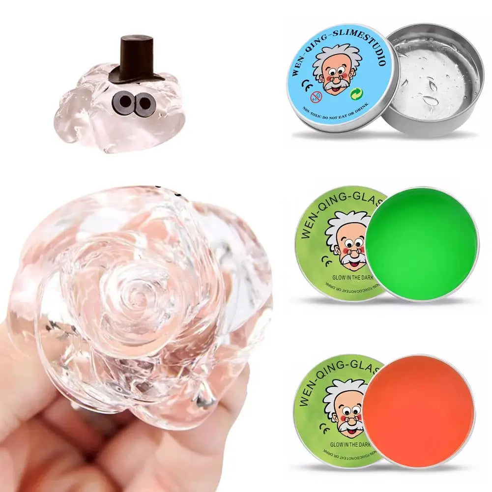 9 Colors Lab Putty Crystal Clear Glass (1 Pack) Best Thinking Smart Crazy Stress Putty with Tin, Sensory & Bouncing Toy