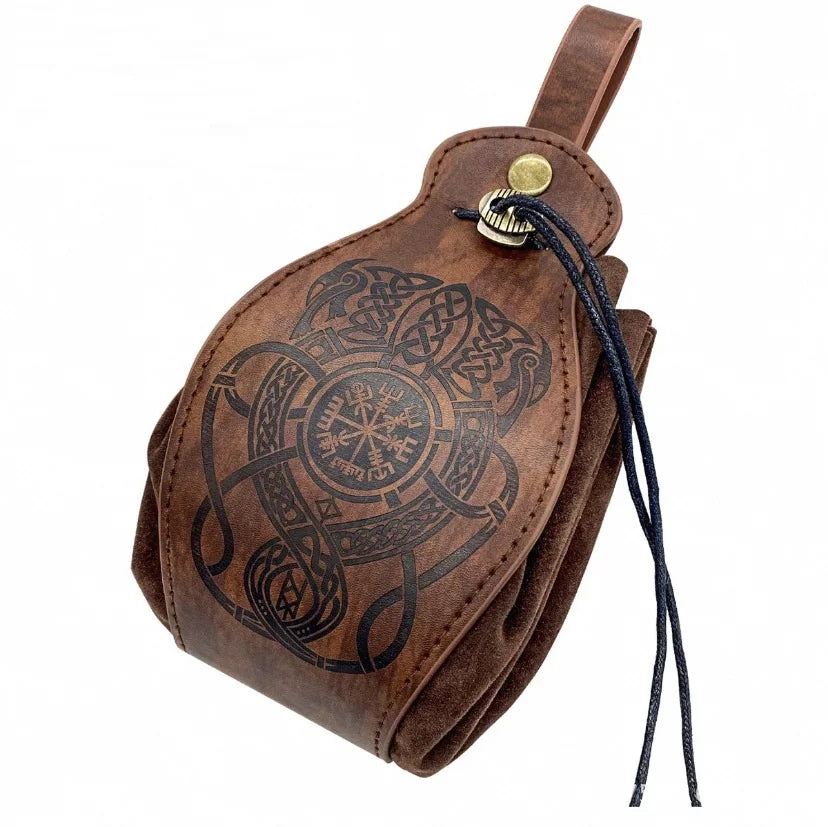 Genuine Leather DND Dice Bag Tray - Cute Drawstring Pouch RPG D&D Roleplaying Coin Purse Gift Ideas STZ04