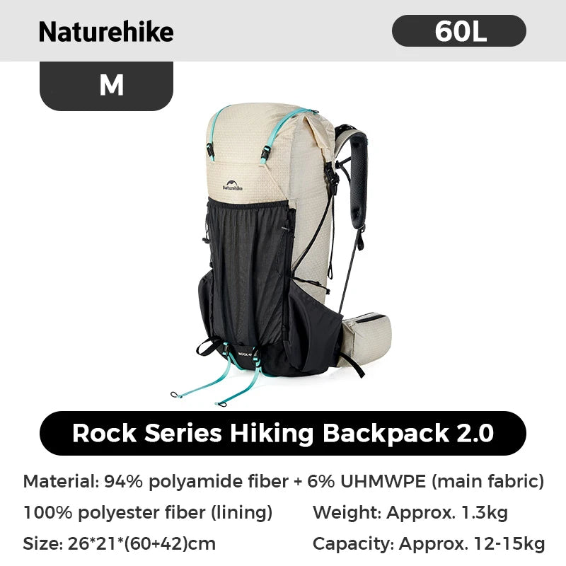 Naturehike Rock 2.0 Hiking Backpack Large Capacity Outdoor Backpack for Leisure Sports and Travel Climbing Camping Backpack