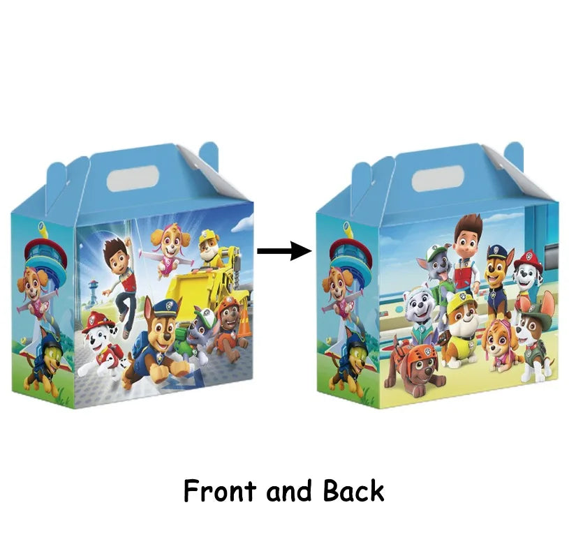 12PCS Paw Patrol Birthday Party Supplies Baby Shower Bag Cute Anime Kids Gifts Candy Decoration Creative Packaging Box