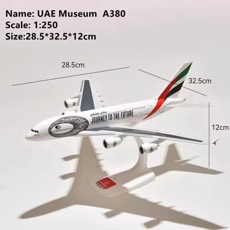 New 1/250 Scale A380 UAE Emirates Airline Aircraft Series 50th Anniversary/WildlifeABS Assembly Plane Model Airplanes Collection