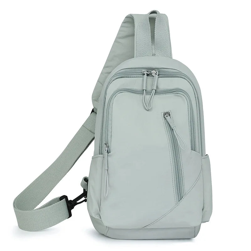 New Solid Color Casual Crossbody Bag Lightweight Waterproof Nylon Unisex Shoulder Sling Backpack Large Capacity Travel Bag