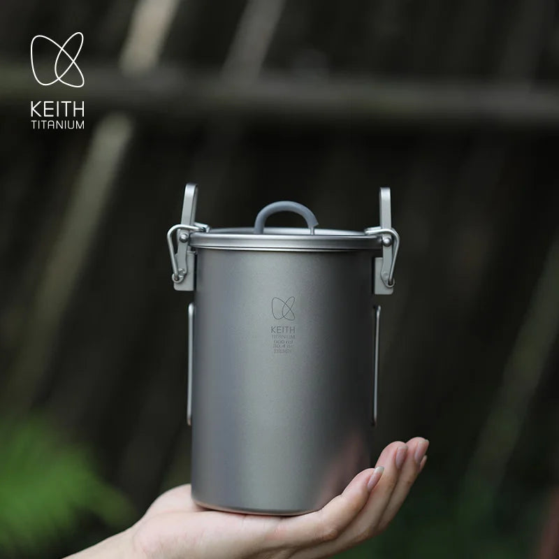 Keith Titanium Rice Cooker Outdoor Camping Cooking Light Weight Cookeware TI6300 Multifunctional  Pot 900ml for  Backpacking