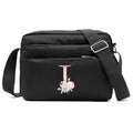 New Simple Black Storage Bag Multi-layer Travel Leisure One Shoulder Crossbody Bag Pink Flower Letter Series Printing Pattern