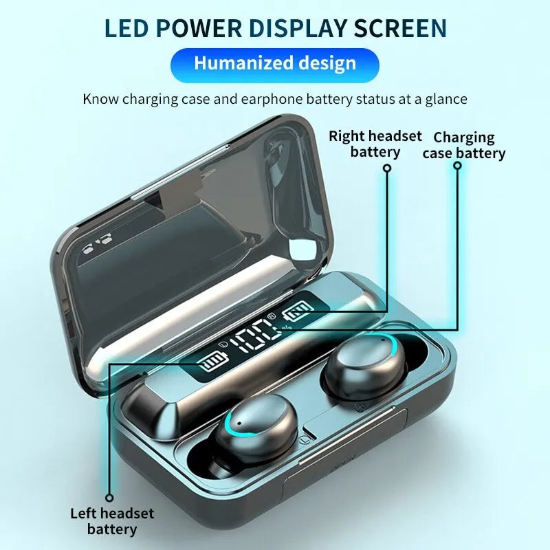 TWS Wireless Bluetooth 5.0 Earphones LED Display Sport Headset Power Display Waterproof For Android Mobile Phone Sport Accessory