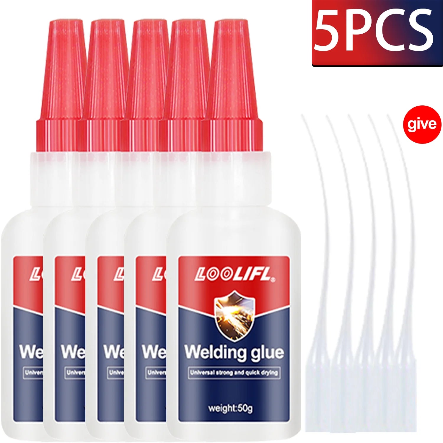 LOOLIFL 7PCS 50ml Super glue High Strength Quick-drying Cyanoacrylate Adhesive for leather, rubber, wood, Metal Liquid glue 20g