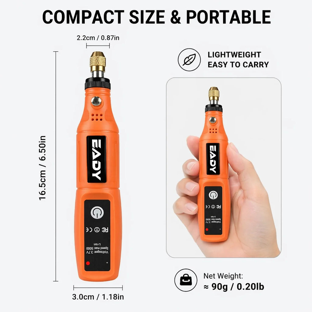EADY Multifunctional USB Electric Rotary Tool, Mini Drill & Engraving Kit, Cordless DIY Hand Tools – Perfect for Sanding