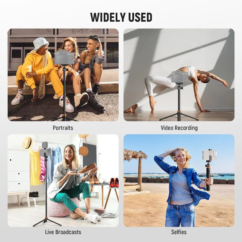 59" Selfie Stick Tripod for Phone & Camera, Portable Aluminum Travel Tripod for Video Recording, TS04