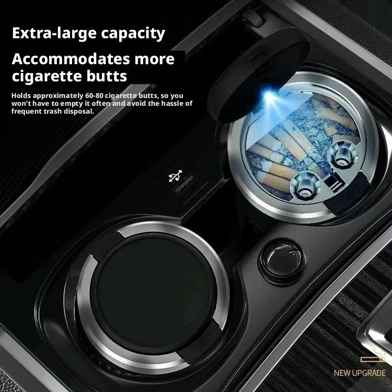 Portable LED Smokeless Car Ashtray Universal Auto Cigarette Cup Holder Windproof Liner Car Interior Styling Ornament Decor