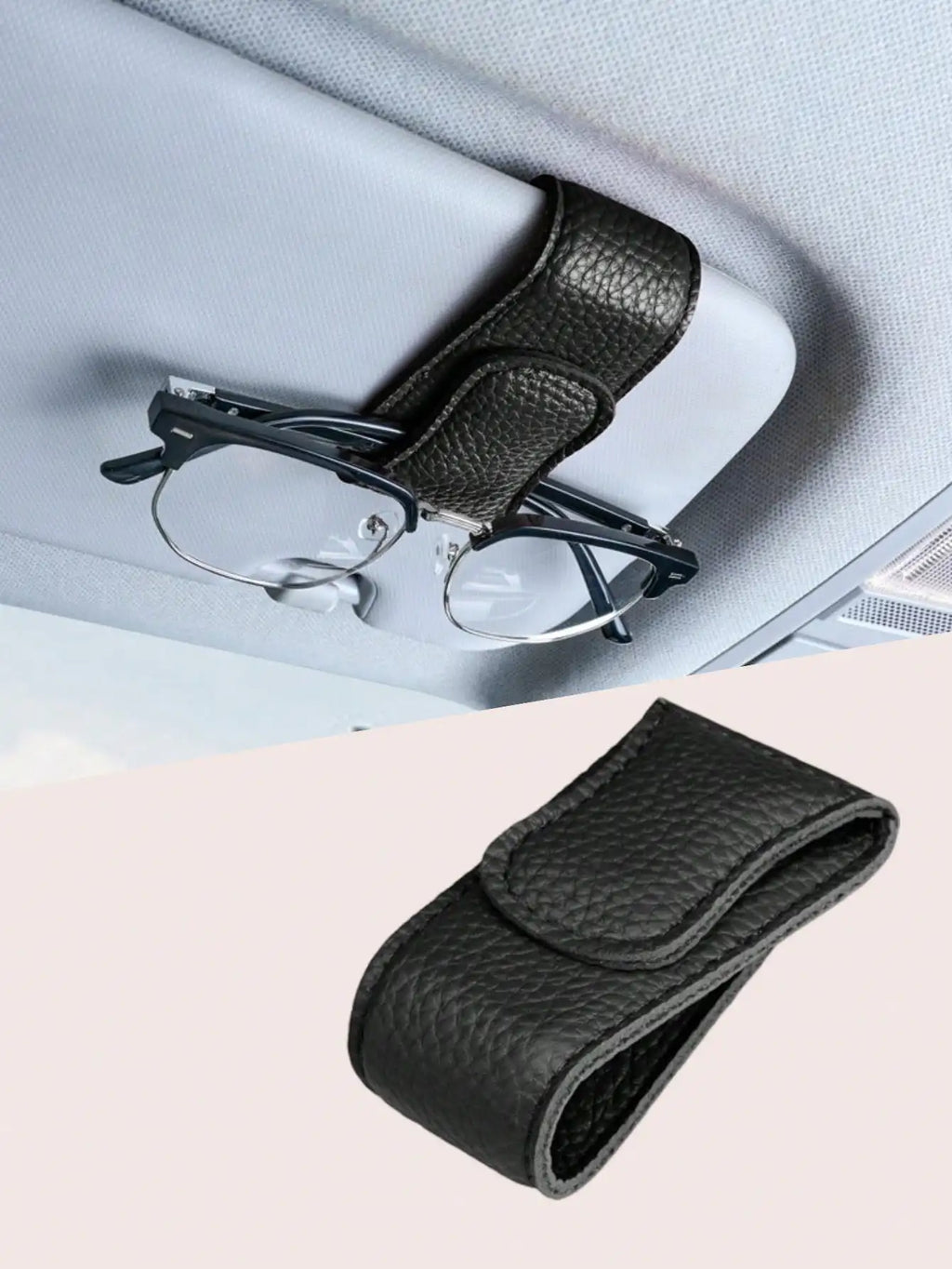 2Pcs Sunglasses Holder Is Suitable for Car Sunshades Magnetic Leather Sunglasses Clip and Ticket Clip Car Sunshade Accessories
