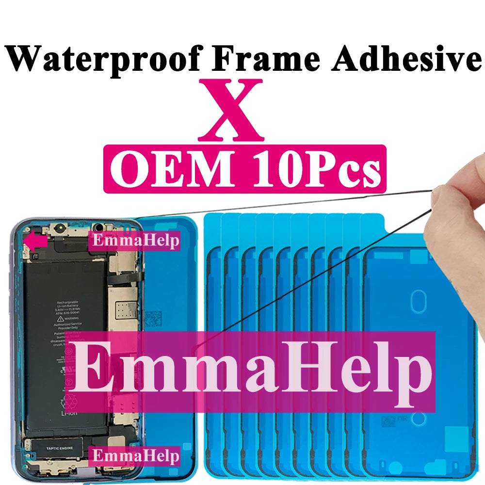 10pcs Waterproof Sticker for iPhone 16 Pro Max 17 14 13 12 11 15 XS XR 8 SE 3M Seal Adhesive Pre-Cut LCD Screen Frame Tape Glue