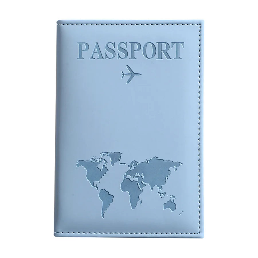 PU Leather Passport Cover for Men & Women Organizer - Protective Card Holder ID Document Covers World Map Travel Passport Case