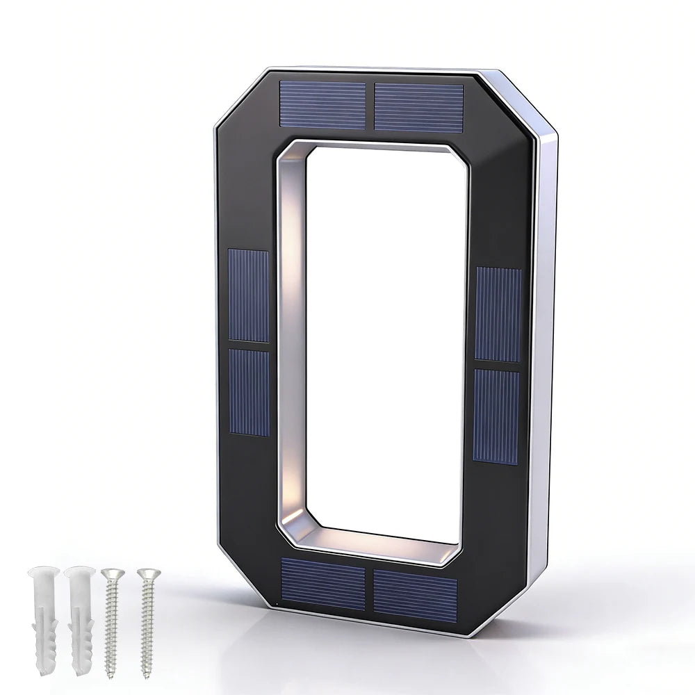 BORUiT Solar LED House Number Light Waterproof Outdoor Address Number Lamp Modern Home Garden Wall Decoration Lighting
