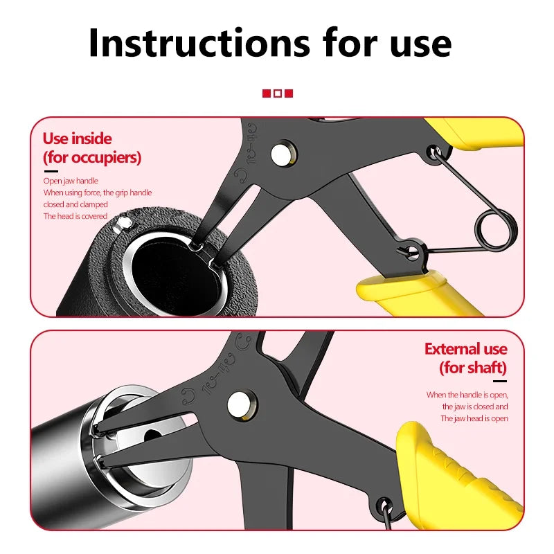 Internal And External Spring-loaded Pliers Dual-purpose Snap Rings 2-In-1 Mounting And Dismounting Tools Hardware