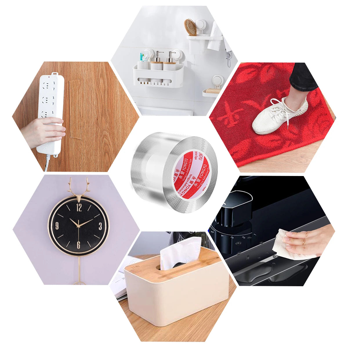 Double Sided Tape Heavy Duty, Nano Double Sided Adhesive Tape, Clear Mounting Tape Picture Hanging Adhesive Strips, Poster Tape