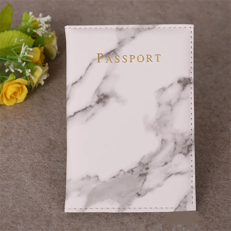 Fashion Women Men Passport Cover Pu Leather Marble Style Travel ID Credit Card Passport Holder Packet Wallet Purse Bags Pouch