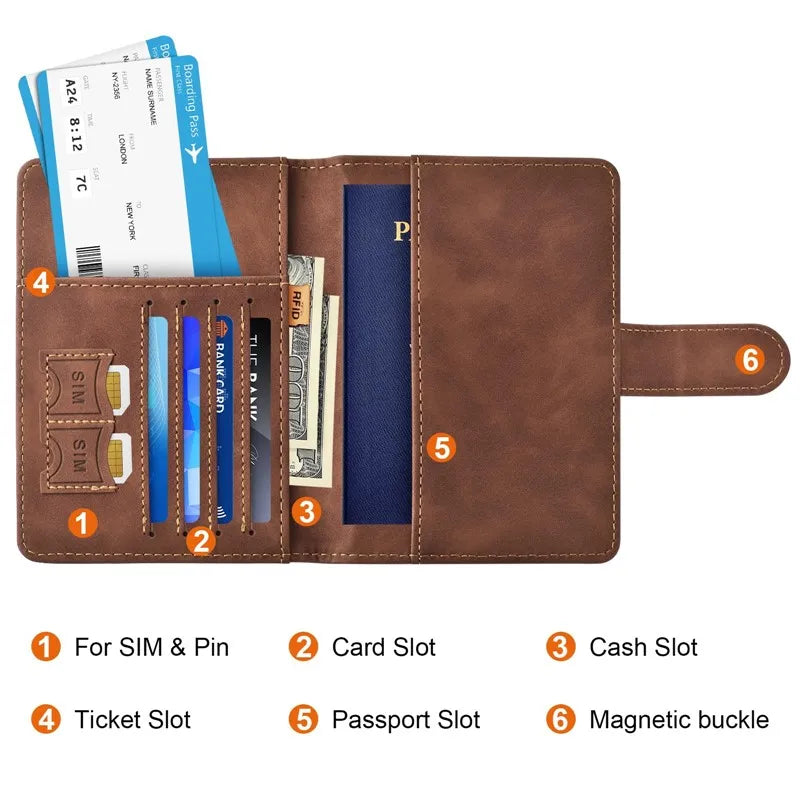 Passport Holder, Passport Cover with Credit Card Slot and Boarding Pass Slot Combo, Passport Wallet Case Book Travel Must Have,