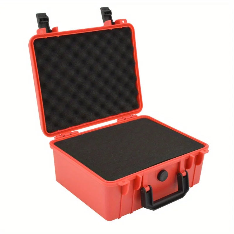 1pc Safety Instrument Tool Box, 280x240x130mm, PP Plastic Storage Toolbox Equipment Tool Case, Outdoor Suitcase With Foam Inside