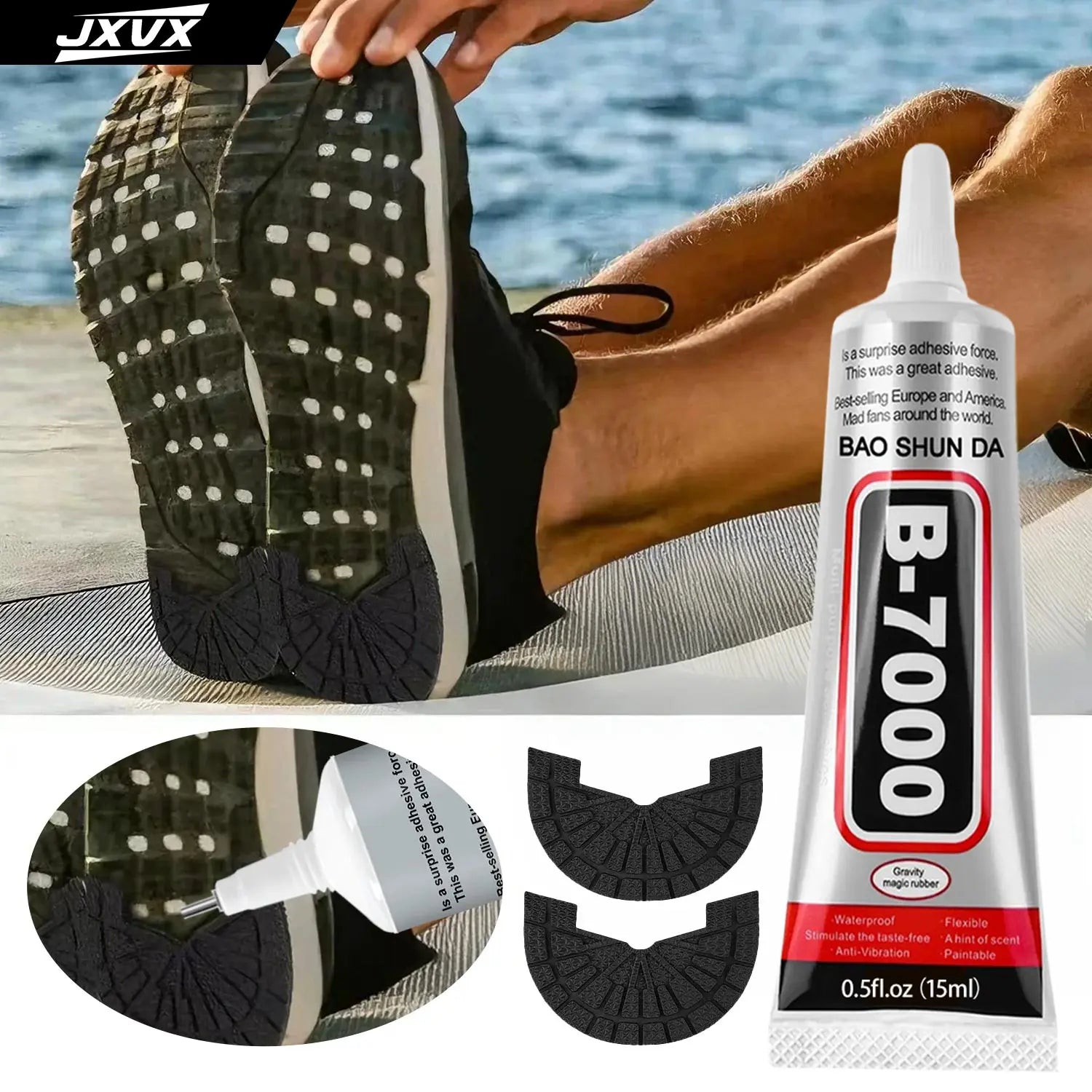 B7000 Shoe Glue, Professional Grade B-7000 Repair Adhesive for All Footwear Instant Bond,Clear Drying,Flexible, & Durable for Shoe Edge Anti-vibration Universal Glue 15/50/110ML.