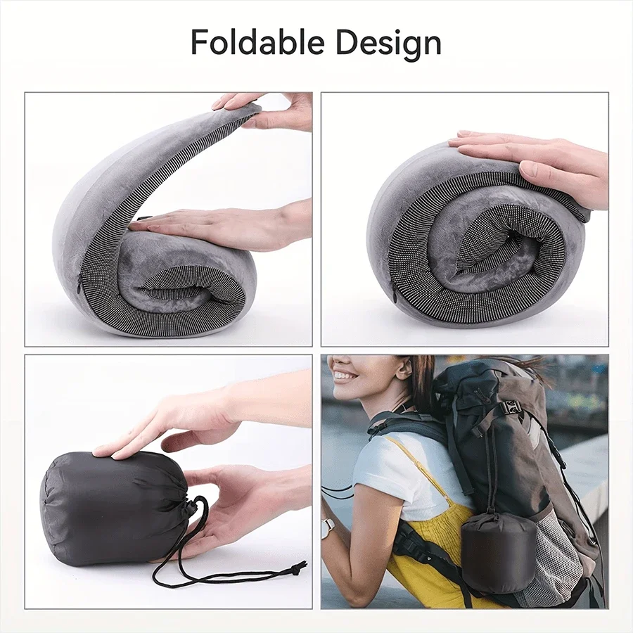 1pc Travel Pillow Pure Memory Foam Neck Pillow, Comfortable & Breathable Cover, Machine Washable, Airplane Travel Kit With Luxur