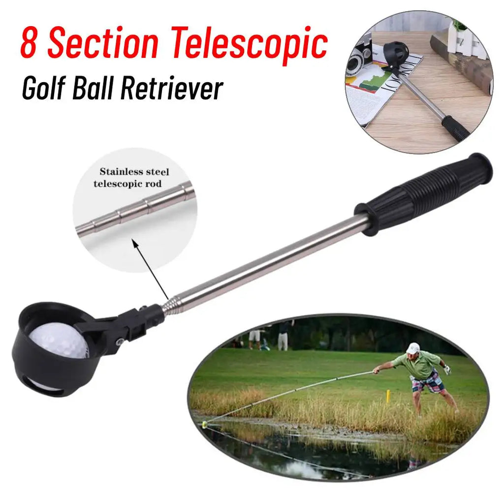 Golf Ball Retriever 8 Sections Telescopic Golf Ball Picker Stainless Steel Pick up Tool Grabber for Water Golf Accessory Outdoor