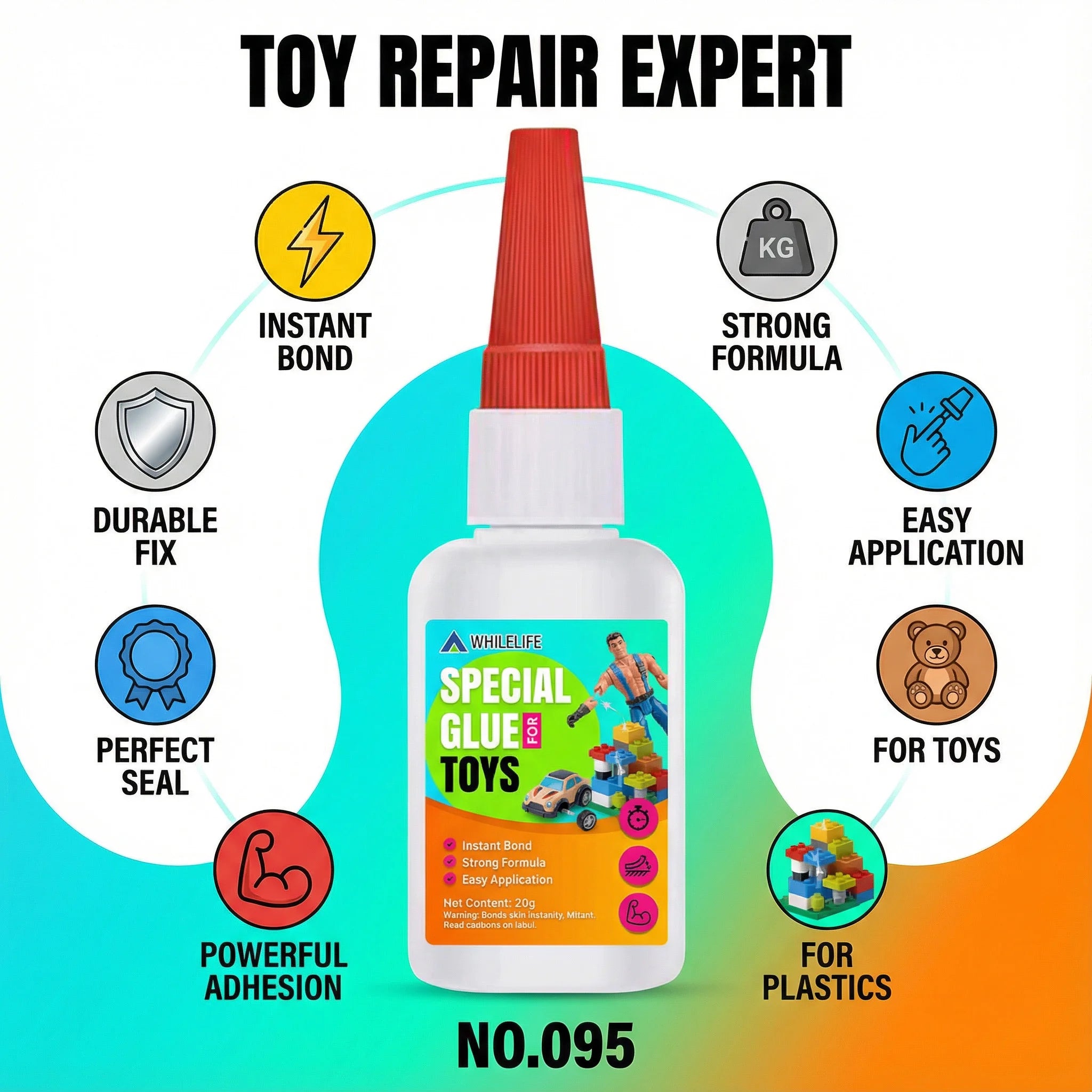 20g Instant Plastic Toy Repair Glue Strong Adhesive for ABS PVC PLA Acrylic Model Fixing Quick Dry Multi-purpose Bonding Glue