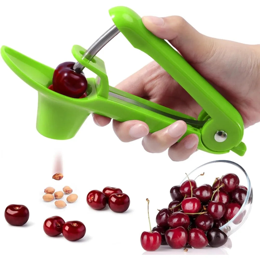 Cherry Pitter Tool, Heavy-Duty Cherry Seed Core Remover, Cherry Pitter Remover Tool with Space-Saving Lock Design