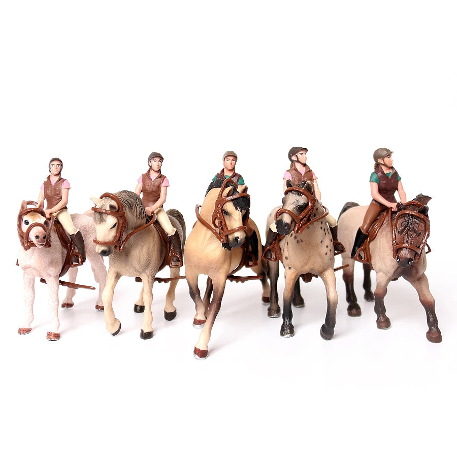 Realistic Equestrian Rider Horse with Saddle and Bridle Riding Playset Model Figures Decoration Educational Toys for Kids