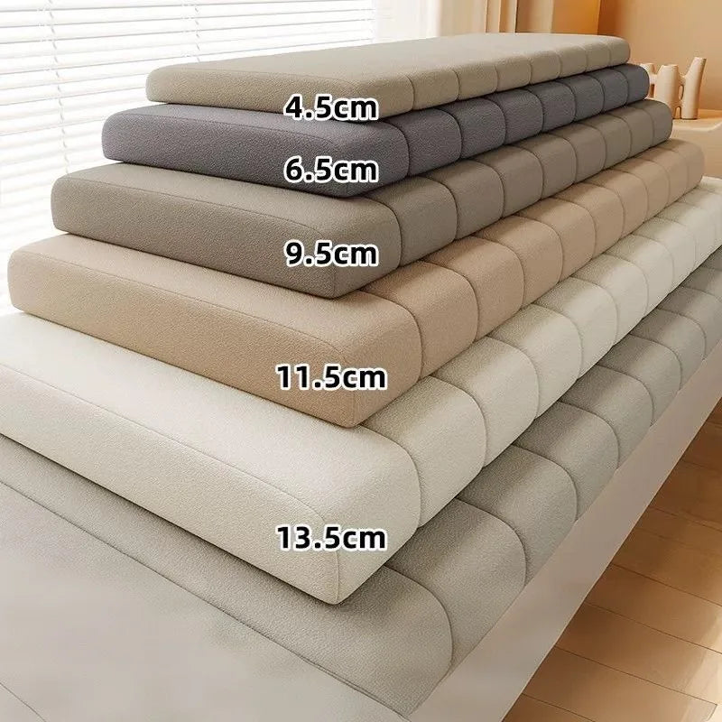 Customized Teddy Waterproof Fabric Sofa Cushion Bay Window Pad Bed Head Cushions 50D High-Density Sponge Cushion Non-Slip Cushio