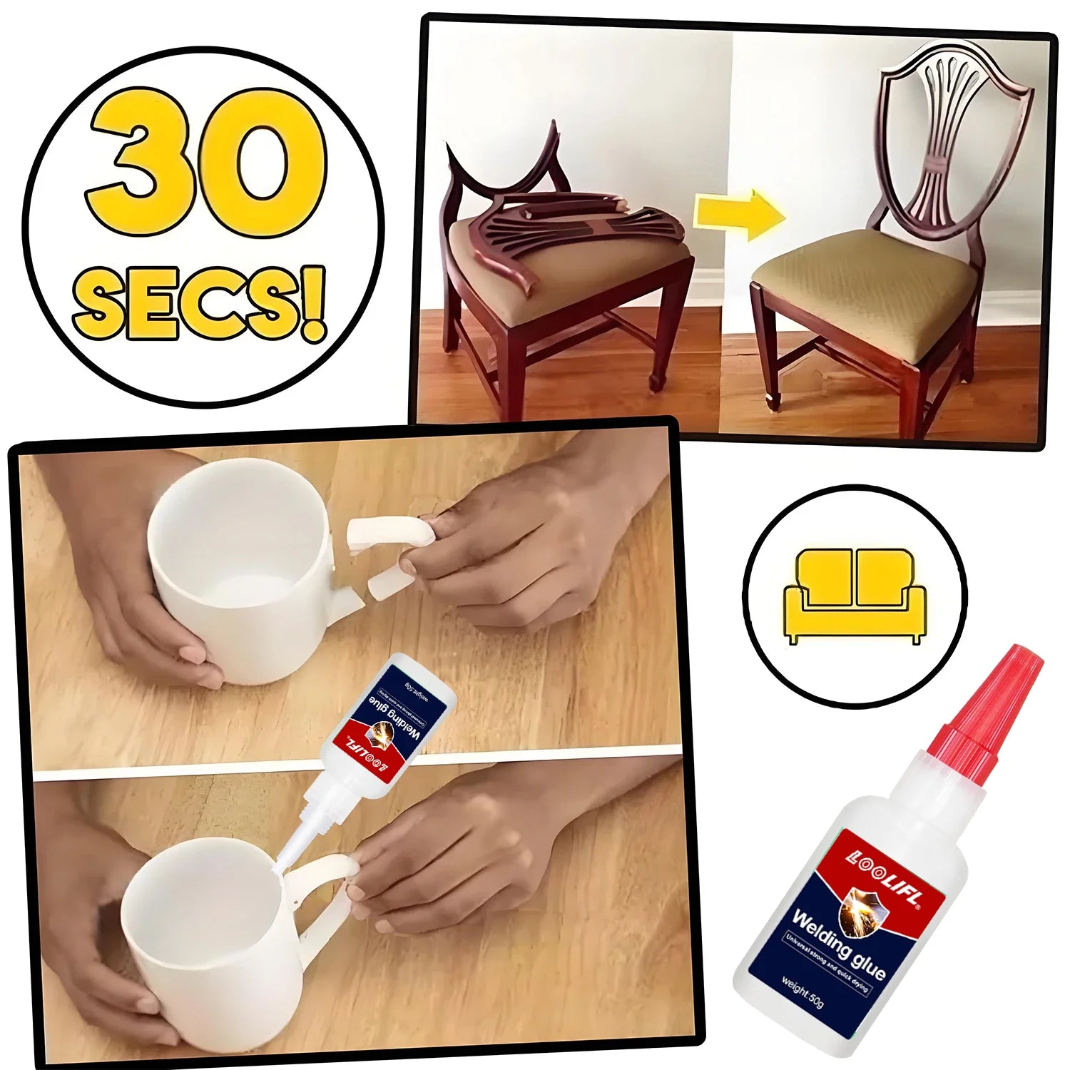 Loolifl 50g Welding High-Strength Oil-Based Glue - Universal Instant Strong Adhesive Precision Resin Ceramic Metal Glass Super Glue