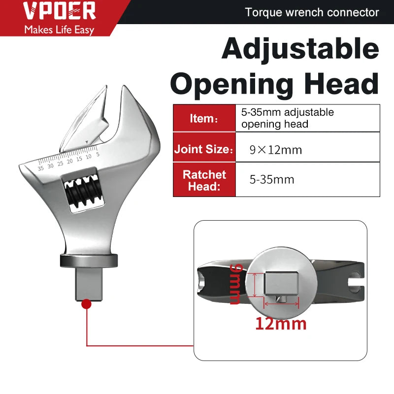 Open Ended Insert Tools 9X12 Torque wrench Head Changeable head Box End Ring Spanner Head Ratchet Insert Tools head