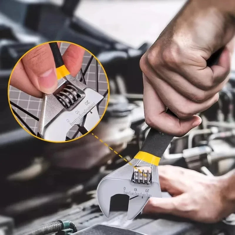 Universal Spanner 6/8/10/12 Inch Adjustable Wrench with Anti-Slip Rubber Grip for Car Repair Plumbing Industrial Maintenance