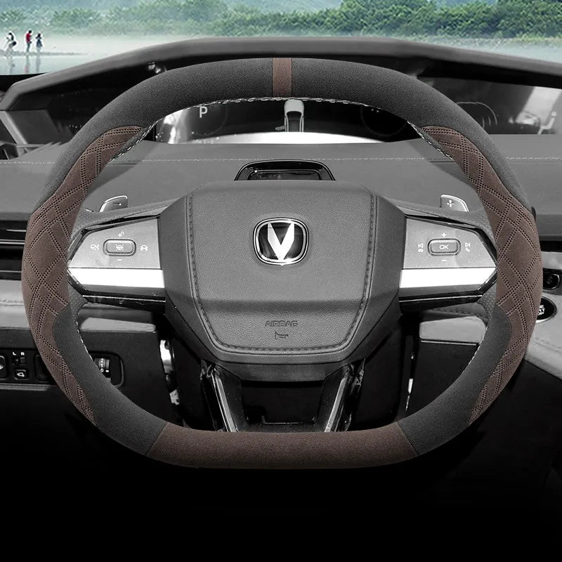 Suede Breathable Car Steering Wheel Cover for Changan Univ Unik Unis CS55 PLUS 2022 2023 2024 2025 Accessories All Season