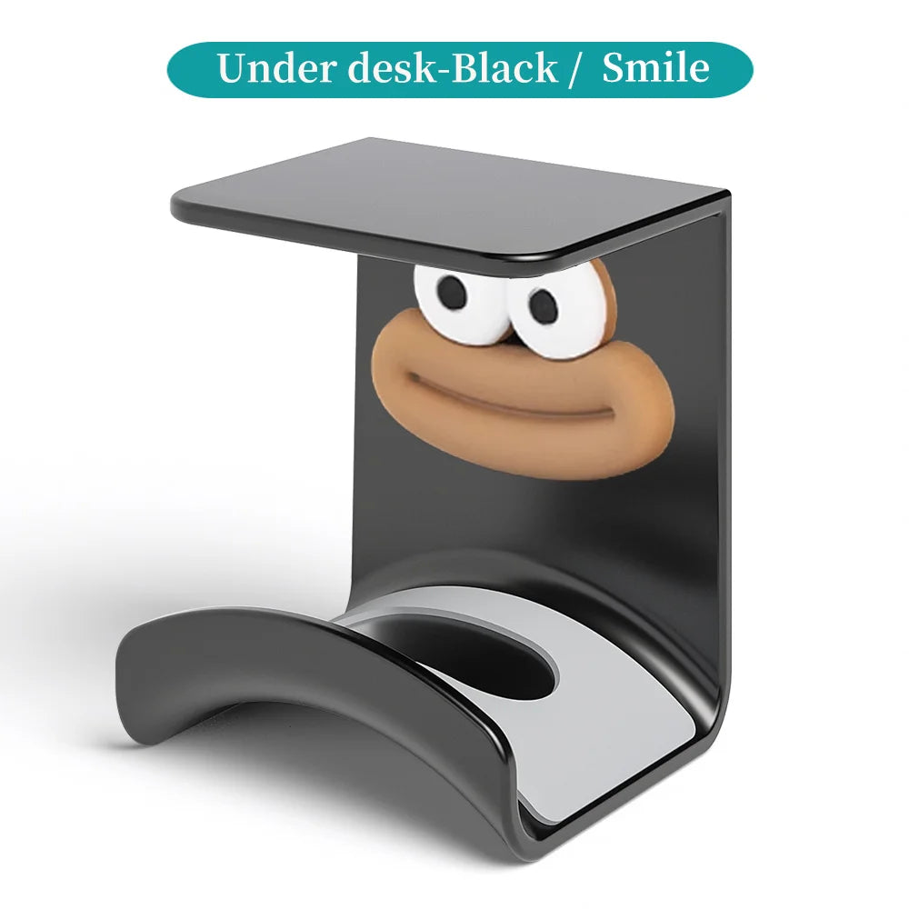 Universal Headphone Stand No Punching Plastic Wall Mount Hanger Under Desk Headset Rack Holder Support for Gaming Earphone