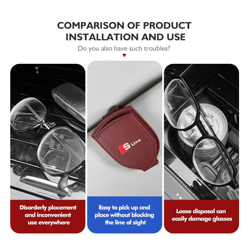 Car Sun Visor Glasses Universal Holder Clip Auto Accessories For Audi Quattro A4 A5 Q5 A1 Q7B6 B8 B7 B9 B5 A3 8P 8V 8L A6