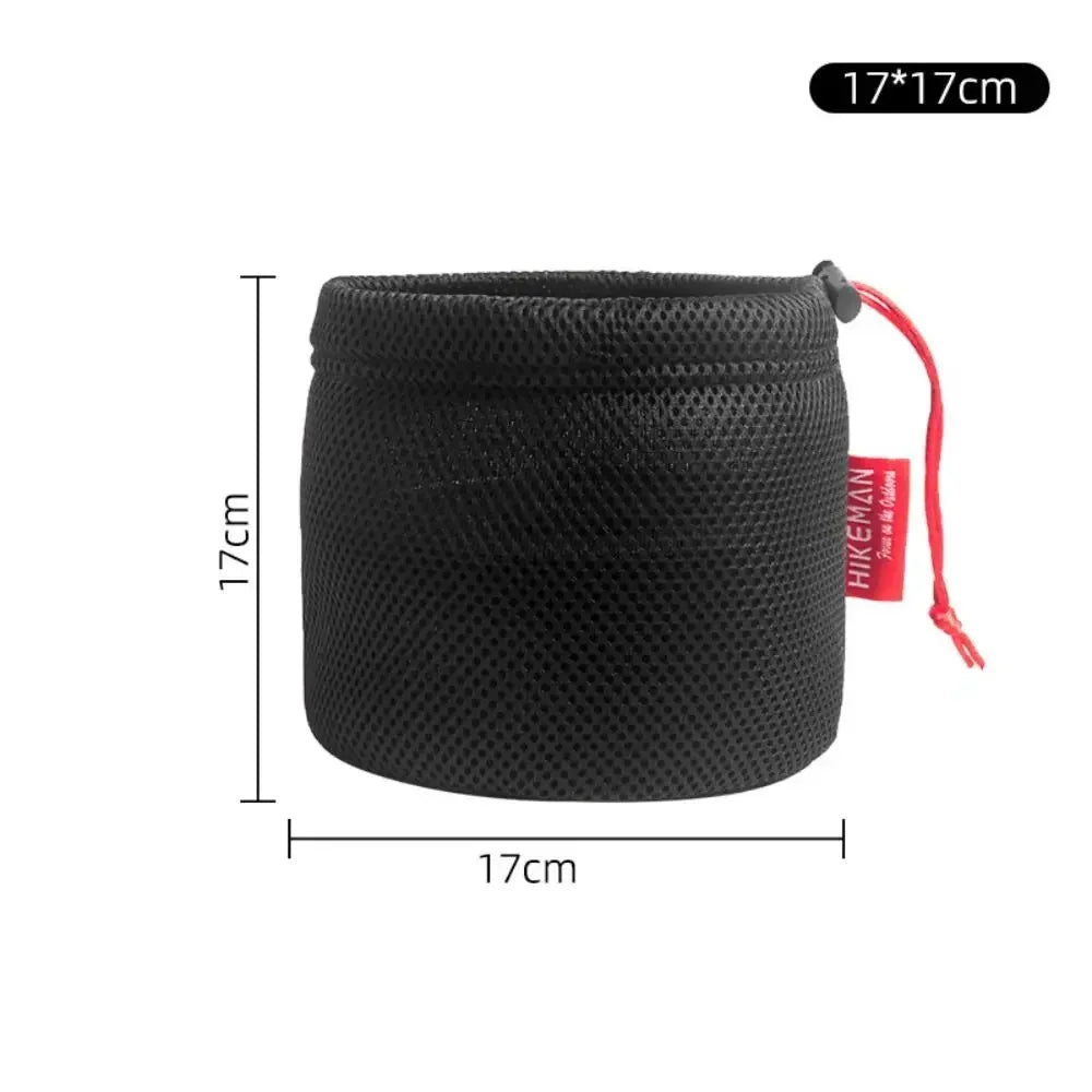 Portable Set Pot Storage Bag Ultra Light Mesh Fabric Tableware Bag Breathable Drawstring Buckle Bundle Mouth Handbag Outdoor