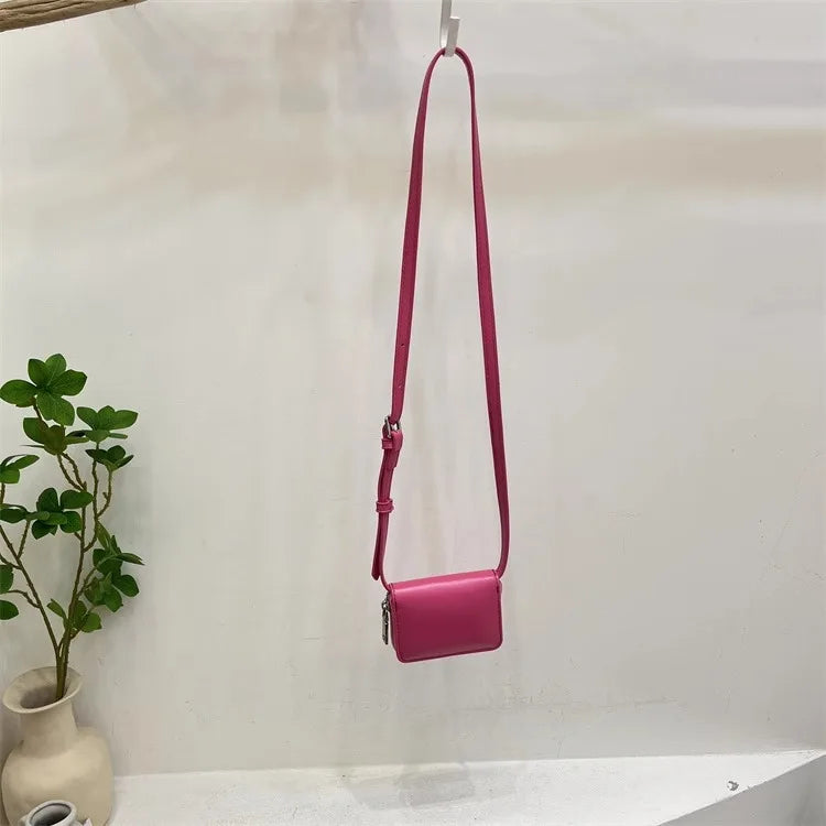 Cute Female Card Bag Small Square Bag PU Fashionable Mini Crossbody Bag European American Style High-end Retro Shoulder Bag