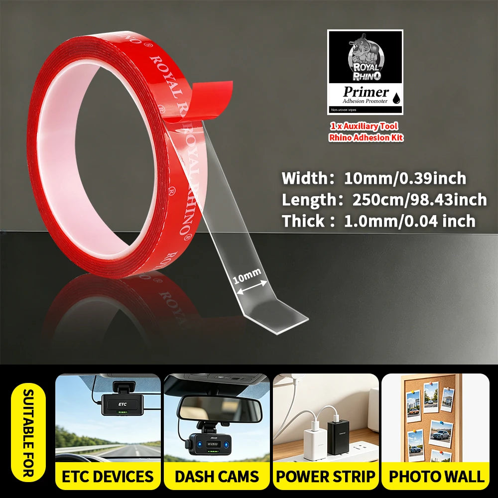 Super Strong Transparent Double-Sided Tape Acrylic Adhesive 1.0mm Traceless Fixed Wall High Viscosity Waterproof Nano Car Tape