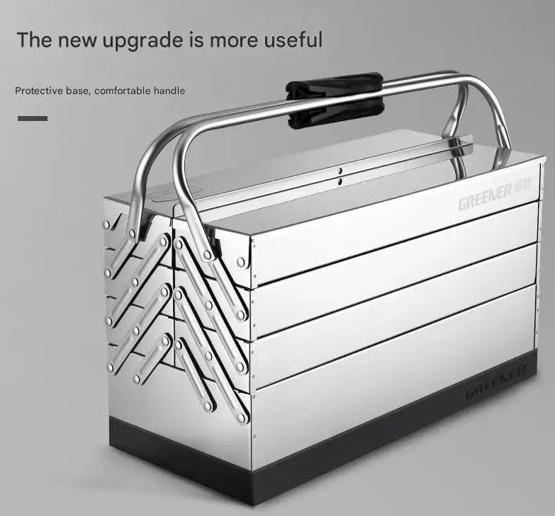 4-Layer Stainless Steel Tool Box Rust-Resistant Portable Retractable Foldable Organizer Home Hardware Cantilever Tool Storage
