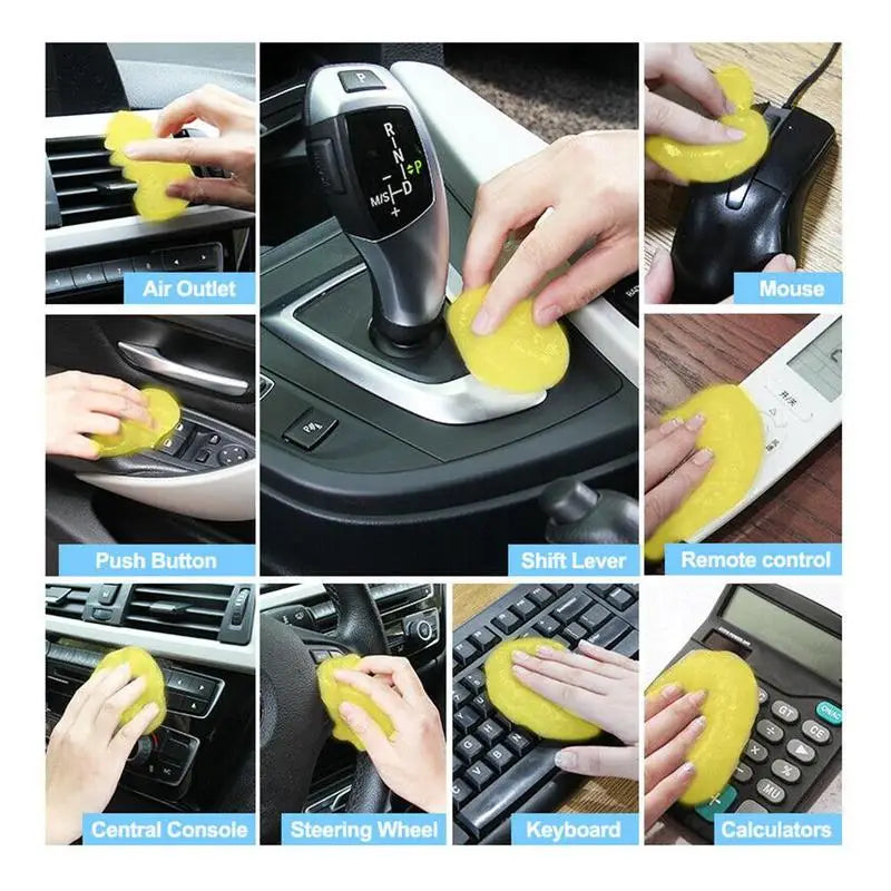 2/5pcs Yellow Universal Magic Sticky Dust Dirt Cleaner Soft Gum Gel Car Interior Cleaning Glue for PC Keyboard Cleaning Tools