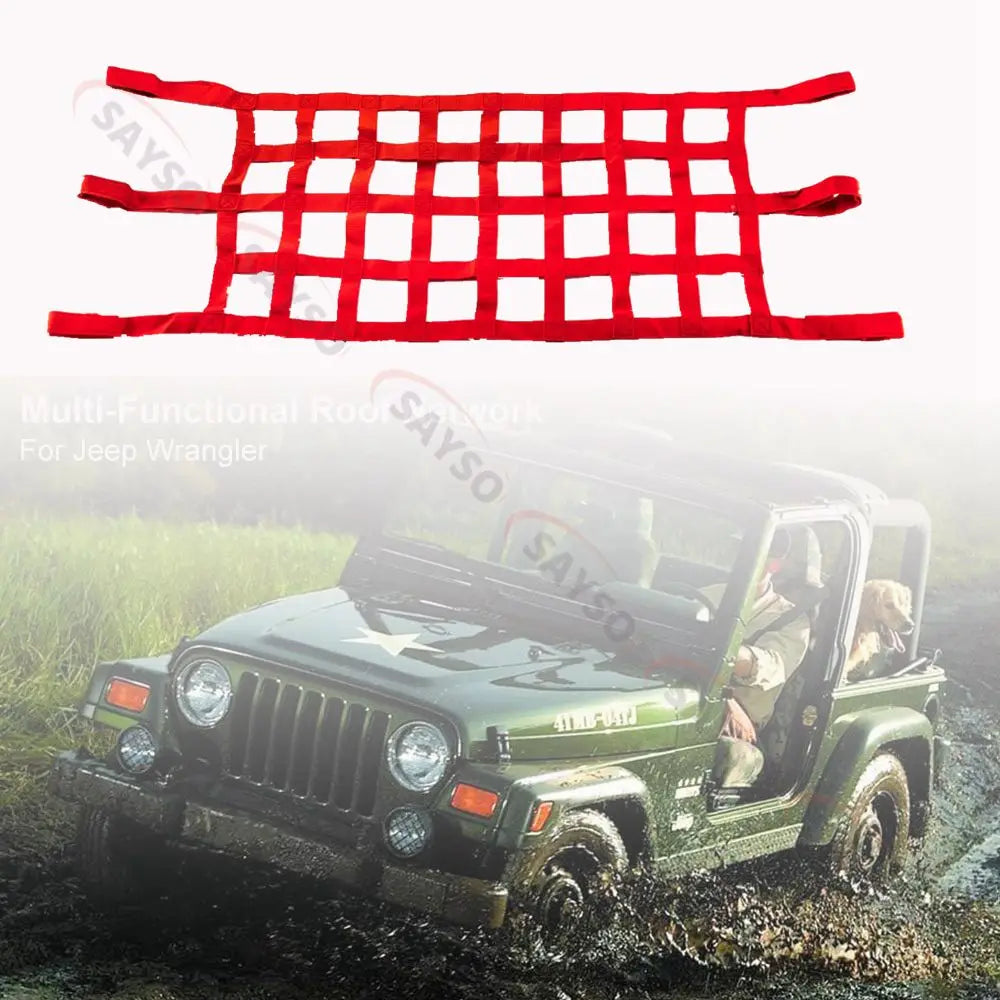 1x Car Roof Net Hammock Mesh Cargo Rooftop Netting Heavy Duty for TJ YJ JK JKU JL JLU JT 1987-2024 for Suzuki Jimny  JB74 19-23