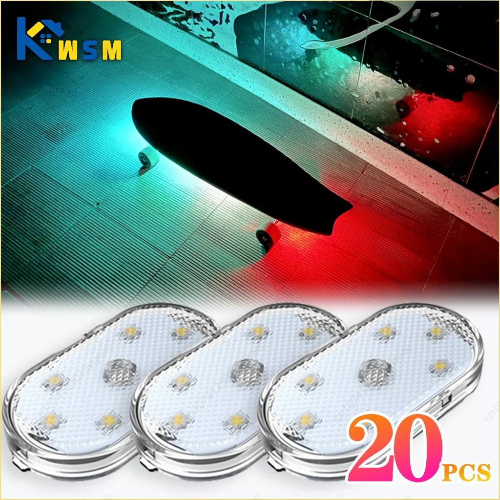 20PCS Skateboard Lights Longboard Fluorescent LED Flash Night Glowing USB Rechargable Scooter Board Underglow Lamp Decors